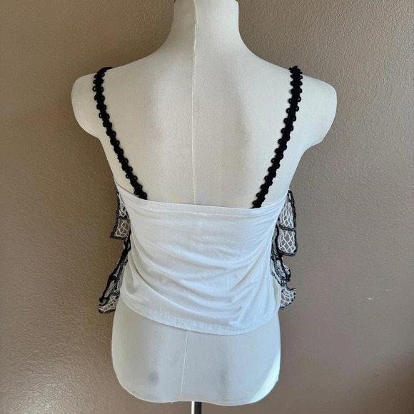Anthropologie Lacey Embroidery Doily Ruffled Bohemian Retro Tank Top K - Picture 2 of 5